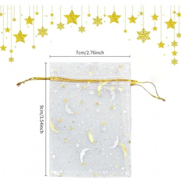 20pcs Gold Star and Moon Organza Gift Bags - Picture 3 of 4